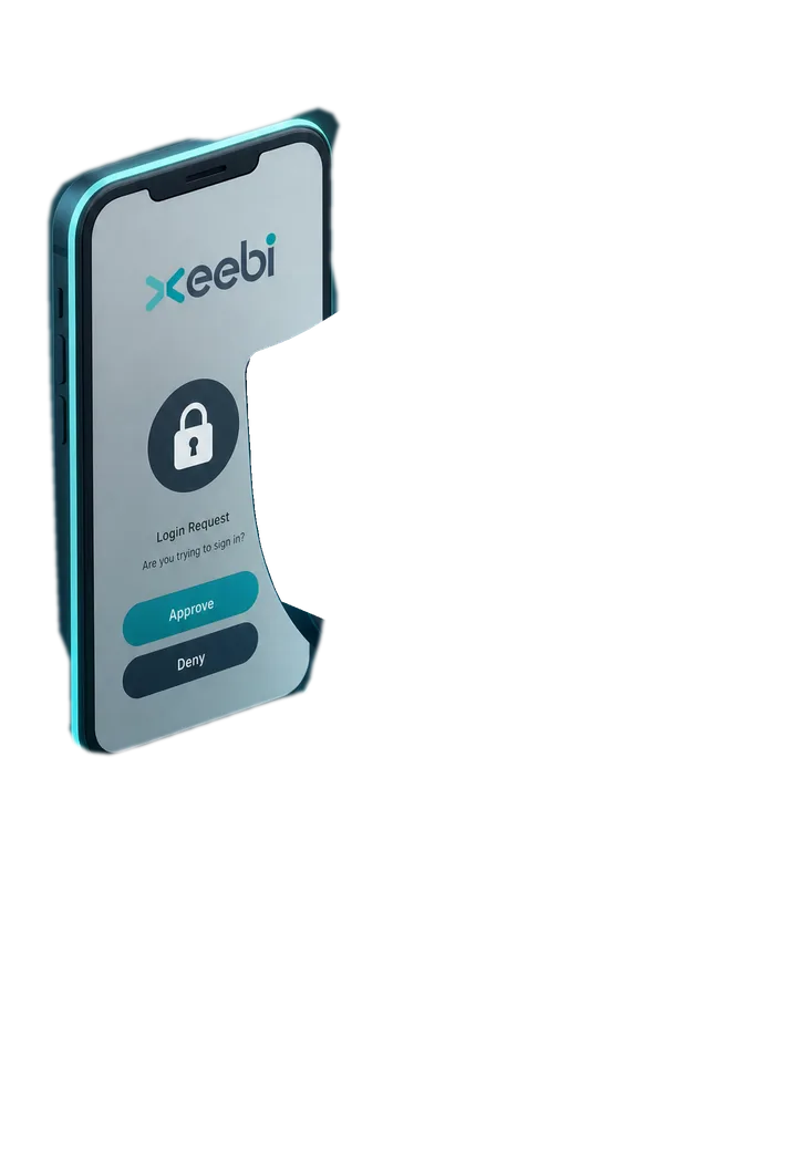 Phone showing a Xeebi login request
